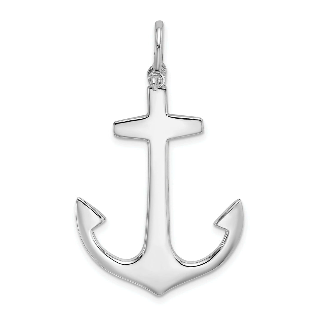 Lovely Rita's Pendants & Charms 14K White Gold 3-Dimensional Polished Finished Large Anchor Charm Pendant