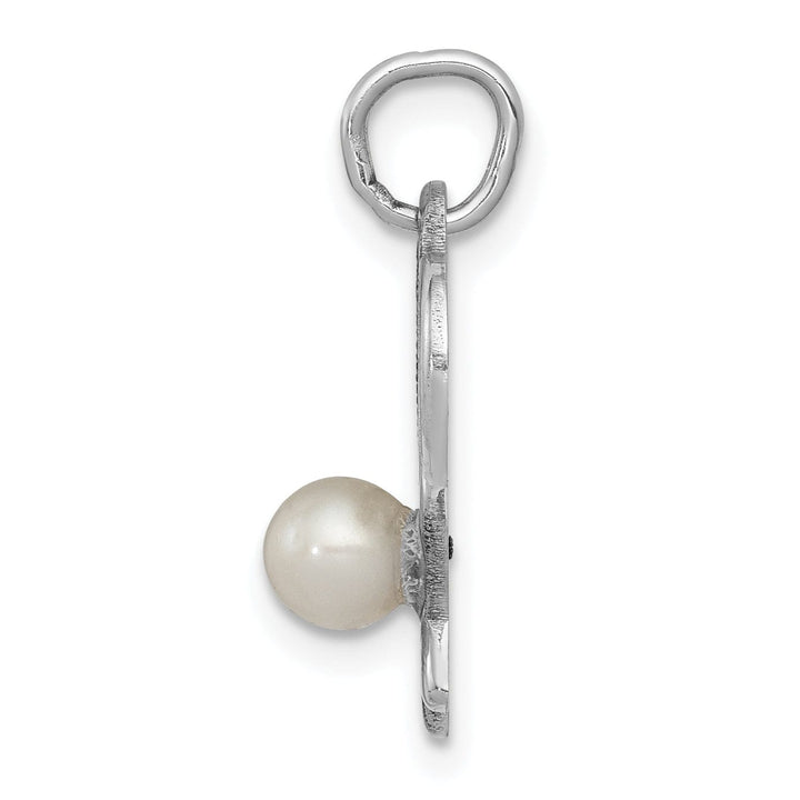 Lovely Rita's Pendants & Charms 14k White Gold 3D Tennis Racquets Pearl Pendant
