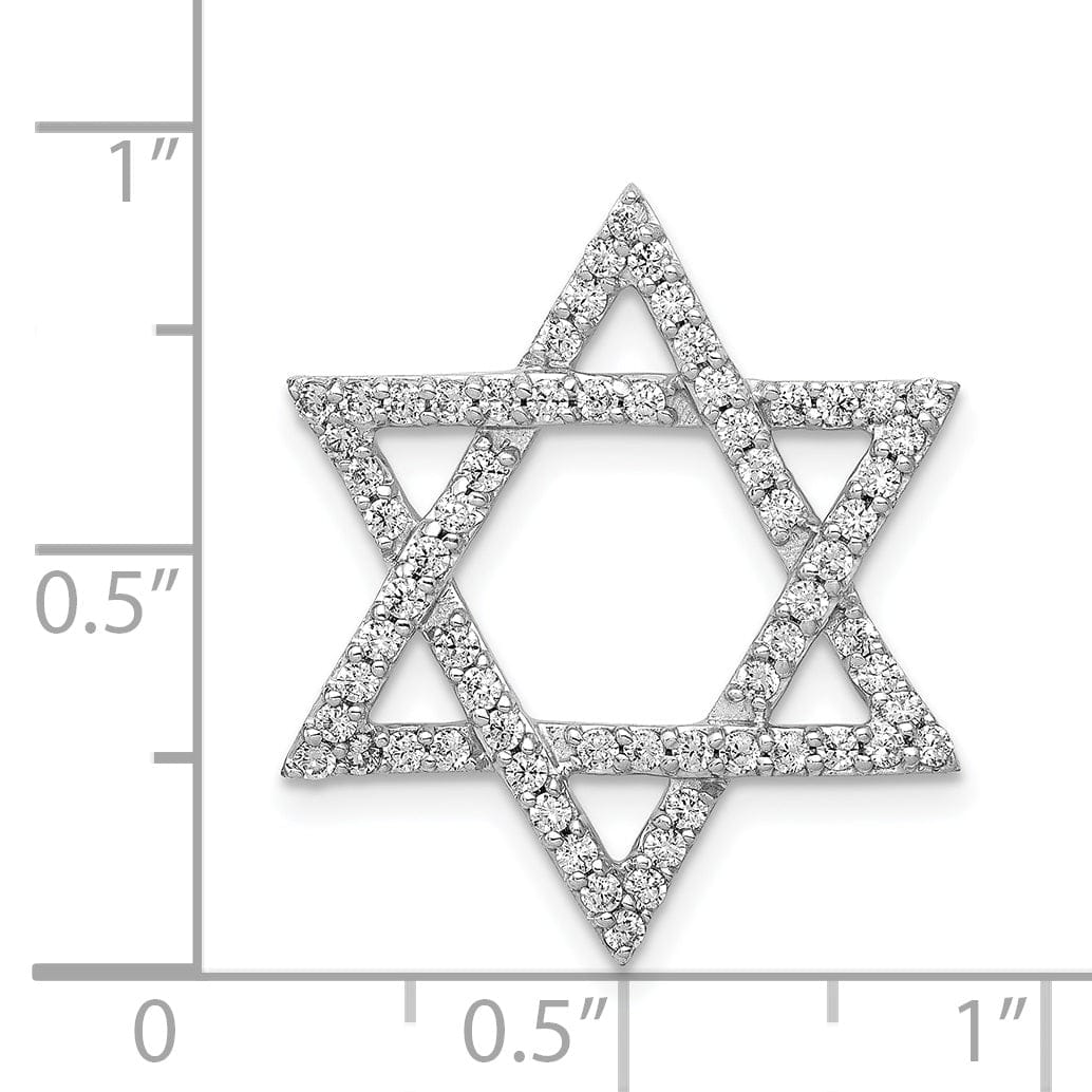 Lovely Rita's Pendants & Charms 14k White Gold 5/8CT.Diamond Concave Star of David Chain Slide Pendant