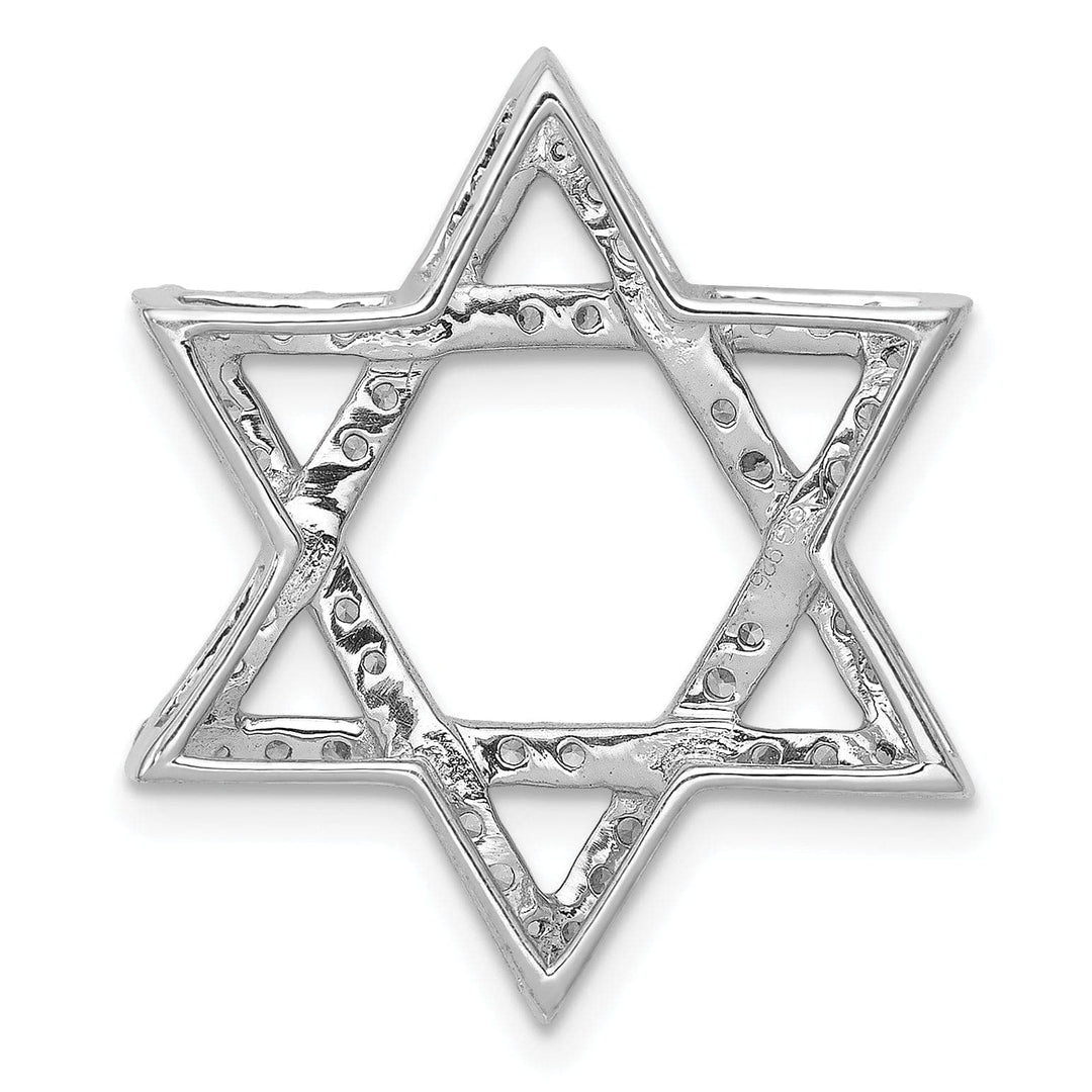 Lovely Rita's Pendants & Charms 14k White Gold 5/8CT.Diamond Concave Star of David Chain Slide Pendant