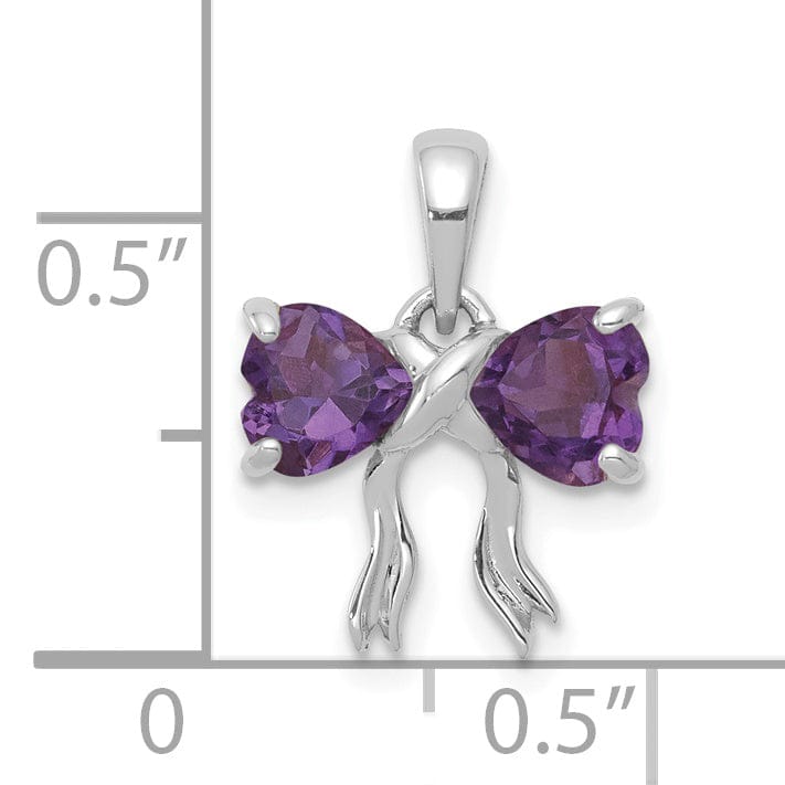 Lovely Rita's Pendants & Charms 14k White Gold Amethyst Birthstone Bow Pendant