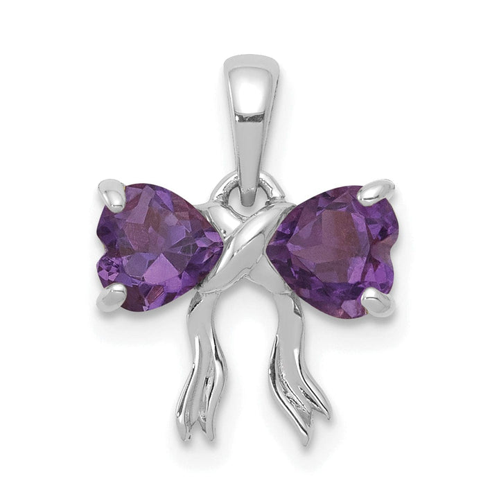 Lovely Rita's Pendants & Charms 14k White Gold Amethyst Birthstone Bow Pendant