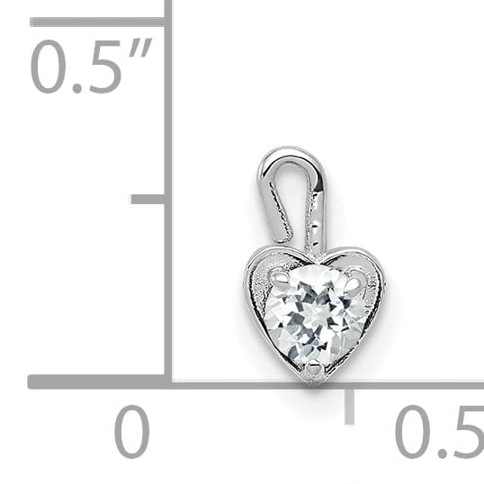 Lovely Rita's Pendants & Charms 14k White Gold April Birthstone Heart Charm