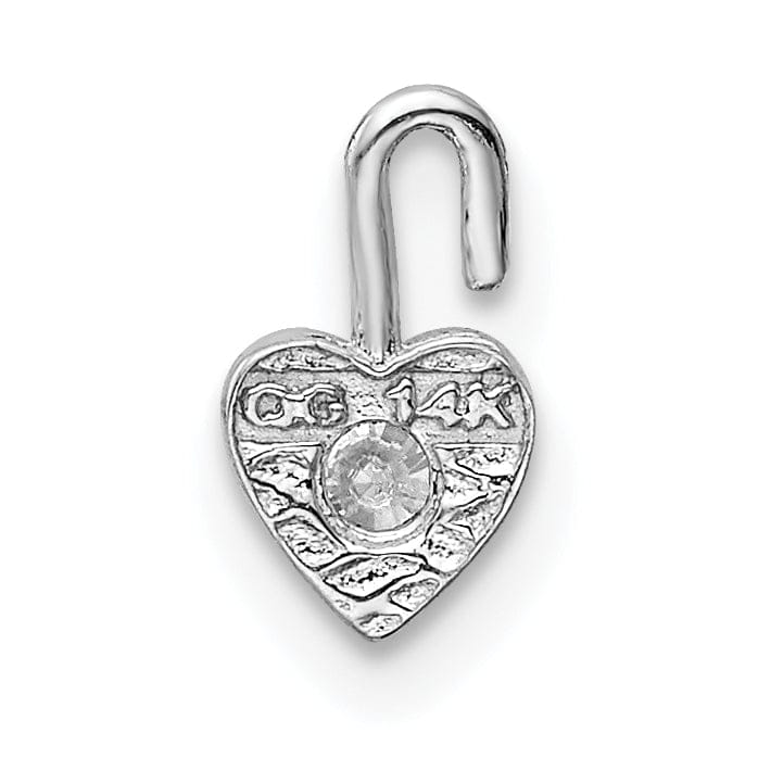 Lovely Rita's Pendants & Charms 14k White Gold April Birthstone Heart Charm