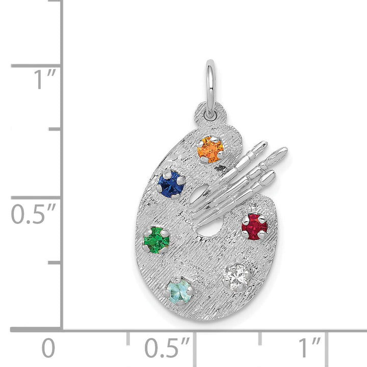 Lovely Rita's Pendants & Charms 14k White Gold Artist Palette C.Z Stones Charm