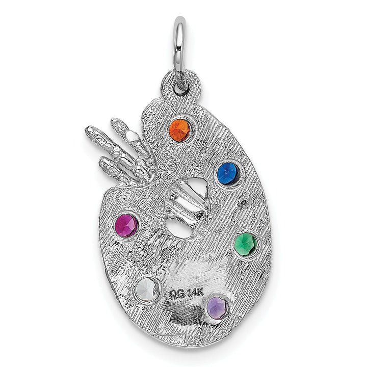 Lovely Rita's Pendants & Charms 14k White Gold Artist Palette C.Z Stones Charm