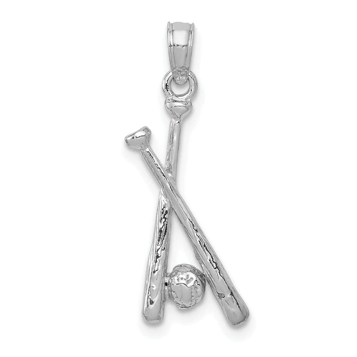 Lovely Rita's Pendants & Charms 14k White Gold Baseball Bats and Ball Pendant