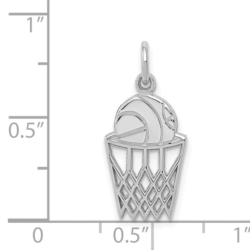 Lovely Rita's Pendants & Charms 14k White Gold Basketball and Net Charm Pendant