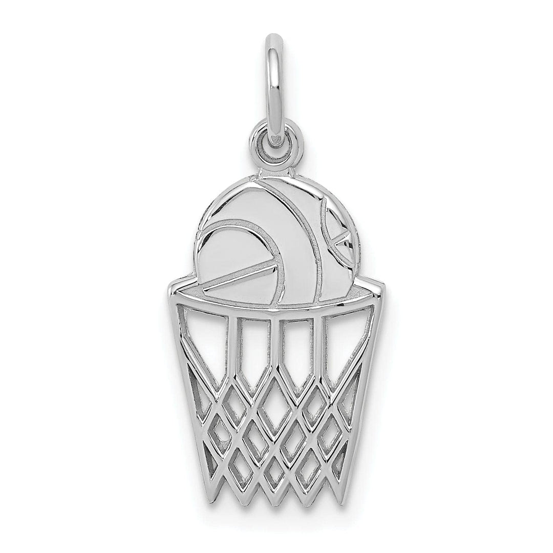 Lovely Rita's Pendants & Charms 14k White Gold Basketball and Net Charm Pendant