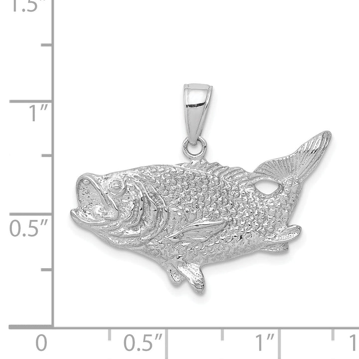 Lovely Rita's Pendants & Charms 14k White Gold Bass Fish with Tail Up Pendant