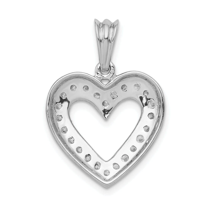 Lovely Rita's Pendants & Charms 14k White Gold, Beaded Tectured Polished Finish 1/3-ct Round Diamond Heart Design Charm Pendant