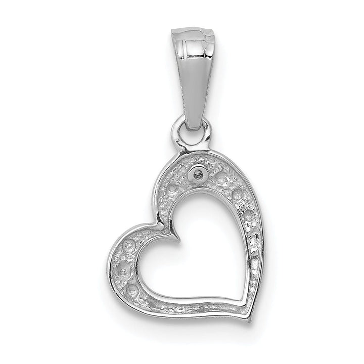 Lovely Rita's Pendants & Charms 14k White Gold Beaded Textured Polished Finish 01ct. Diamond Slanted Heart Shape Design Pendant