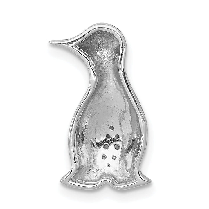 Lovely Rita's Pendants & Charms 14k White Gold Black Rhodium Polished Finish 0.045-CT Diamond Penguins Chain Slide Pendant will not fit omega chain