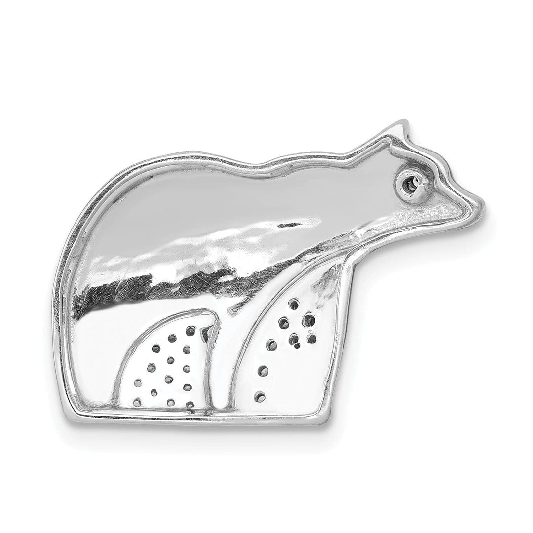 Lovely Rita's Pendants & Charms 14k White Gold Black Rhodium Polished Finish 0.092CT Diamond 2-Bears Mother and Baby Design Chain Slide Pendant