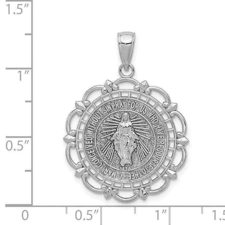 Lovely Rita's Pendants & Charms 14k White Gold Blessed Mary Medal Pendant