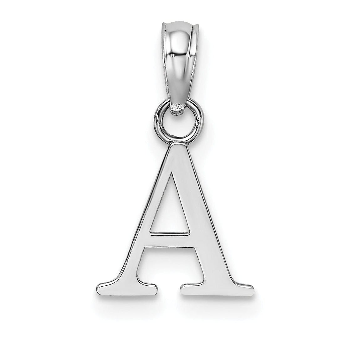 Lovely Rita's Pendants & Charms 14K White Gold Block Design Small Letter A Initial Charm Pendant