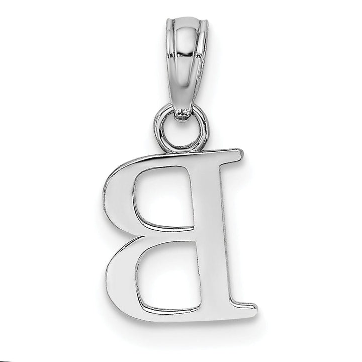 Lovely Rita's Pendants & Charms 14K White Gold Block Design Small Letter B Initial Charm Pendant