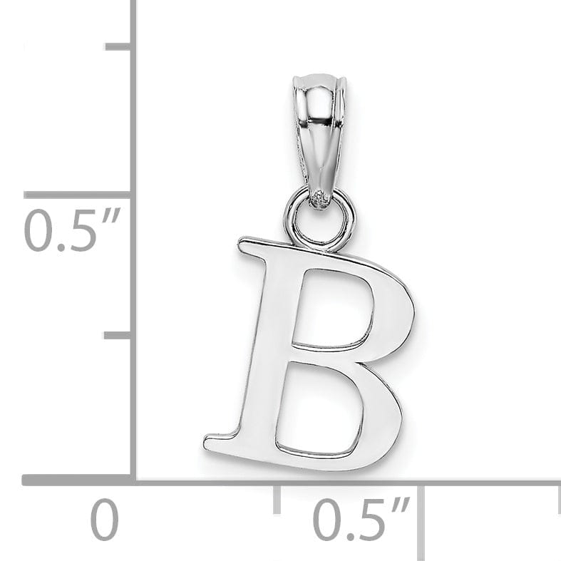Lovely Rita's Pendants & Charms 14K White Gold Block Design Small Letter B Initial Charm Pendant