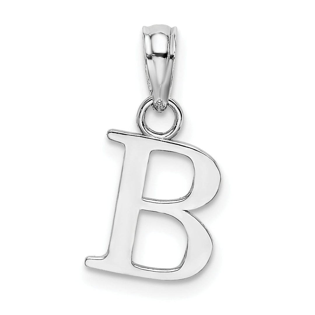 Lovely Rita's Pendants & Charms 14K White Gold Block Design Small Letter B Initial Charm Pendant