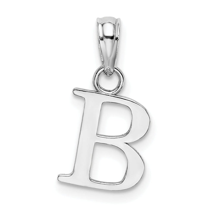 Lovely Rita's Pendants & Charms 14K White Gold Block Design Small Letter B Initial Charm Pendant