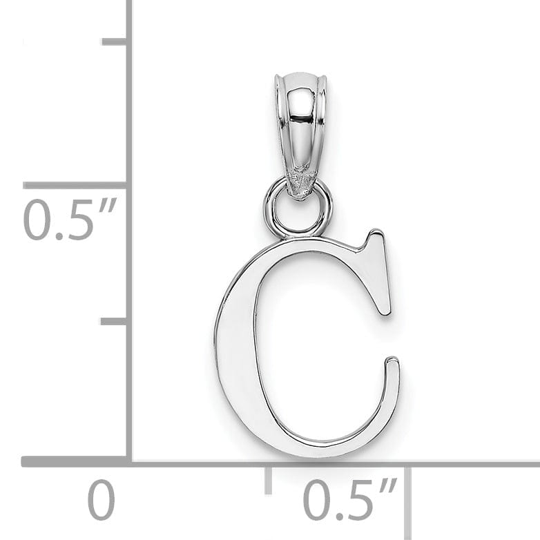 Lovely Rita's Pendants & Charms 14K White Gold Block Design Small Letter C Initial Charm Pendant