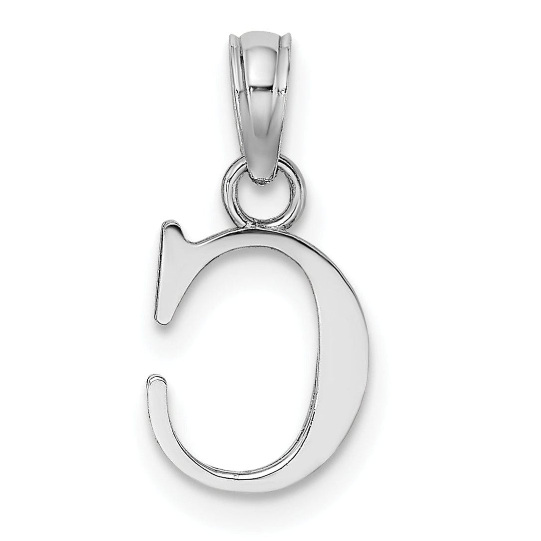 Lovely Rita's Pendants & Charms 14K White Gold Block Design Small Letter C Initial Charm Pendant