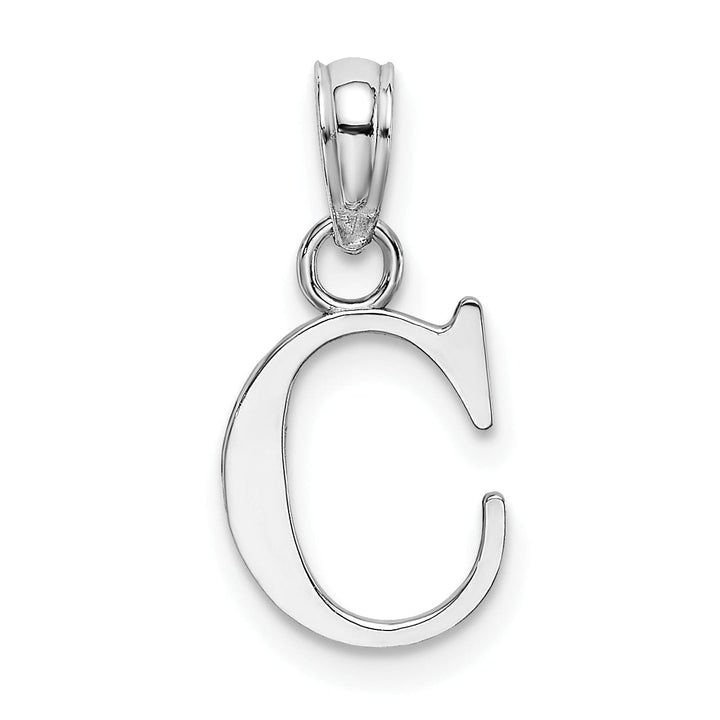 Lovely Rita's Pendants & Charms 14K White Gold Block Design Small Letter C Initial Charm Pendant