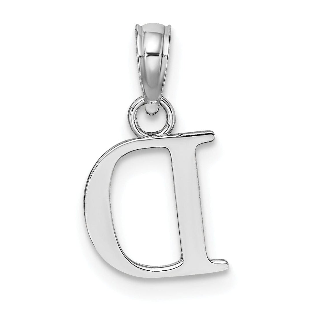 Lovely Rita's Pendants & Charms 14K White Gold Block Design Small Letter D Initial Charm Pendant