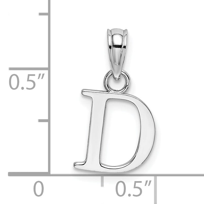 Lovely Rita's Pendants & Charms 14K White Gold Block Design Small Letter D Initial Charm Pendant