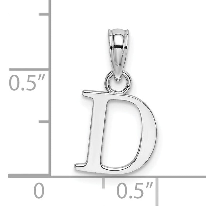 Lovely Rita's Pendants & Charms 14K White Gold Block Design Small Letter D Initial Charm Pendant