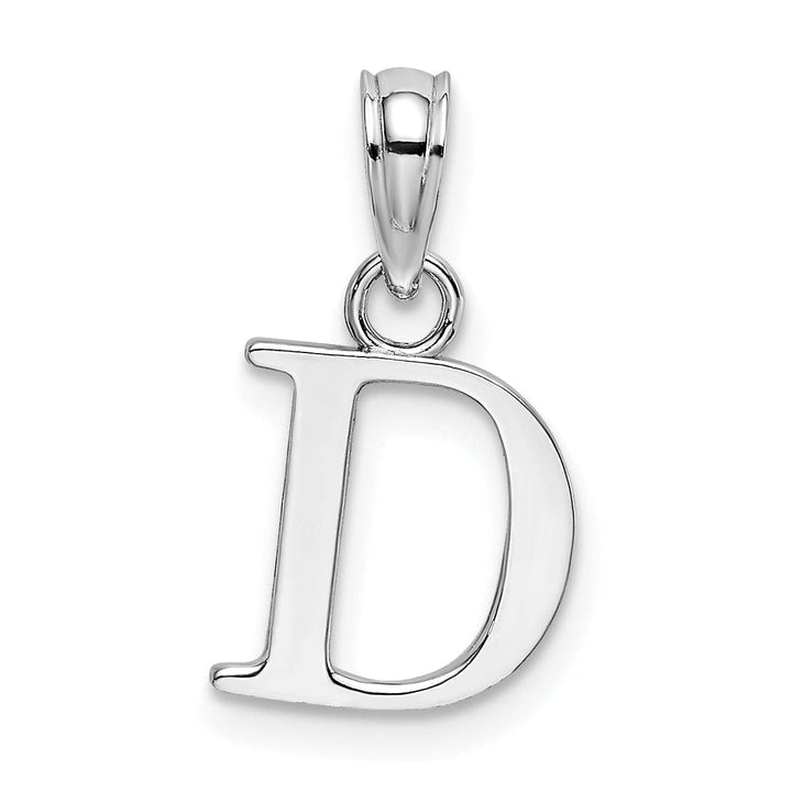 Lovely Rita's Pendants & Charms 14K White Gold Block Design Small Letter D Initial Charm Pendant