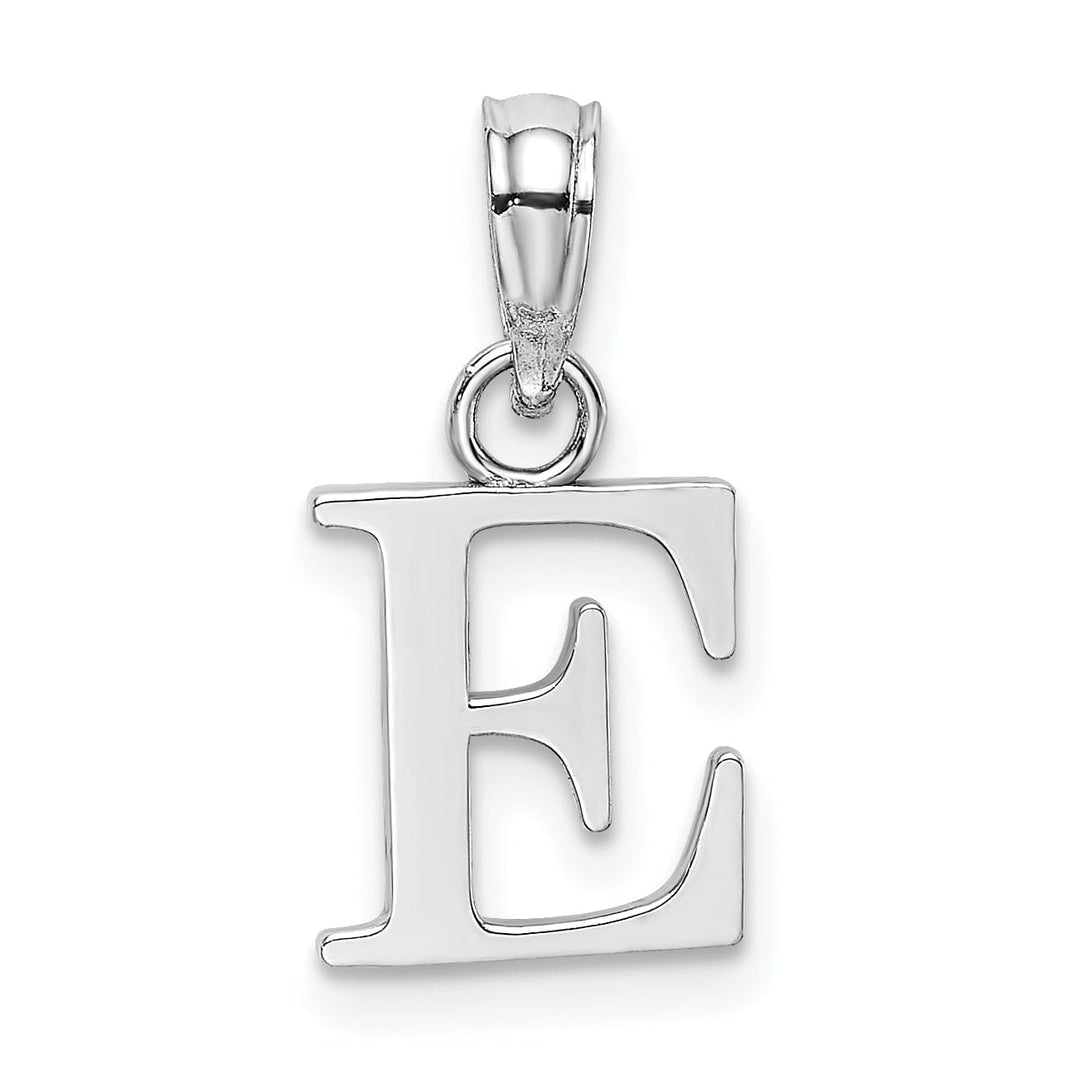 Lovely Rita's Pendants & Charms 14K White Gold Block Design Small Letter E Initial Charm Pendant