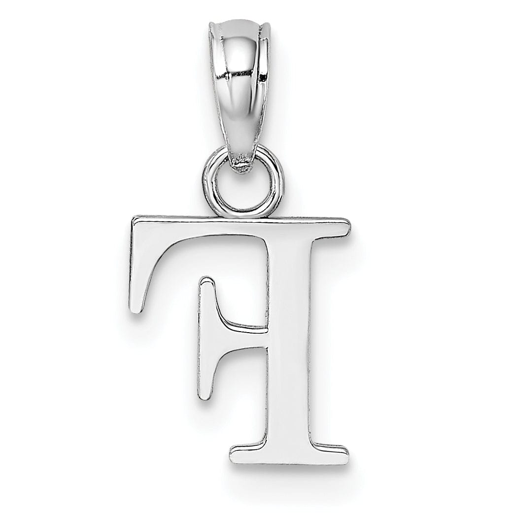 Lovely Rita's Pendants & Charms 14K White Gold Block Design Small Letter F Initial Charm Pendant
