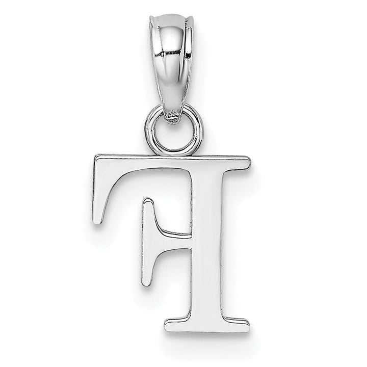 Lovely Rita's Pendants & Charms 14K White Gold Block Design Small Letter F Initial Charm Pendant