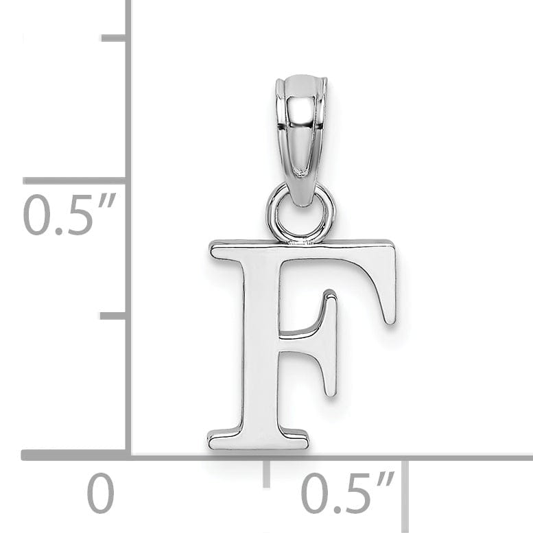 Lovely Rita's Pendants & Charms 14K White Gold Block Design Small Letter F Initial Charm Pendant