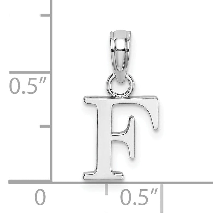 Lovely Rita's Pendants & Charms 14K White Gold Block Design Small Letter F Initial Charm Pendant