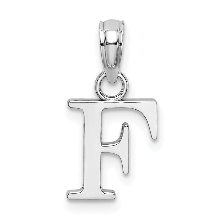 Lovely Rita's Pendants & Charms 14K White Gold Block Design Small Letter F Initial Charm Pendant