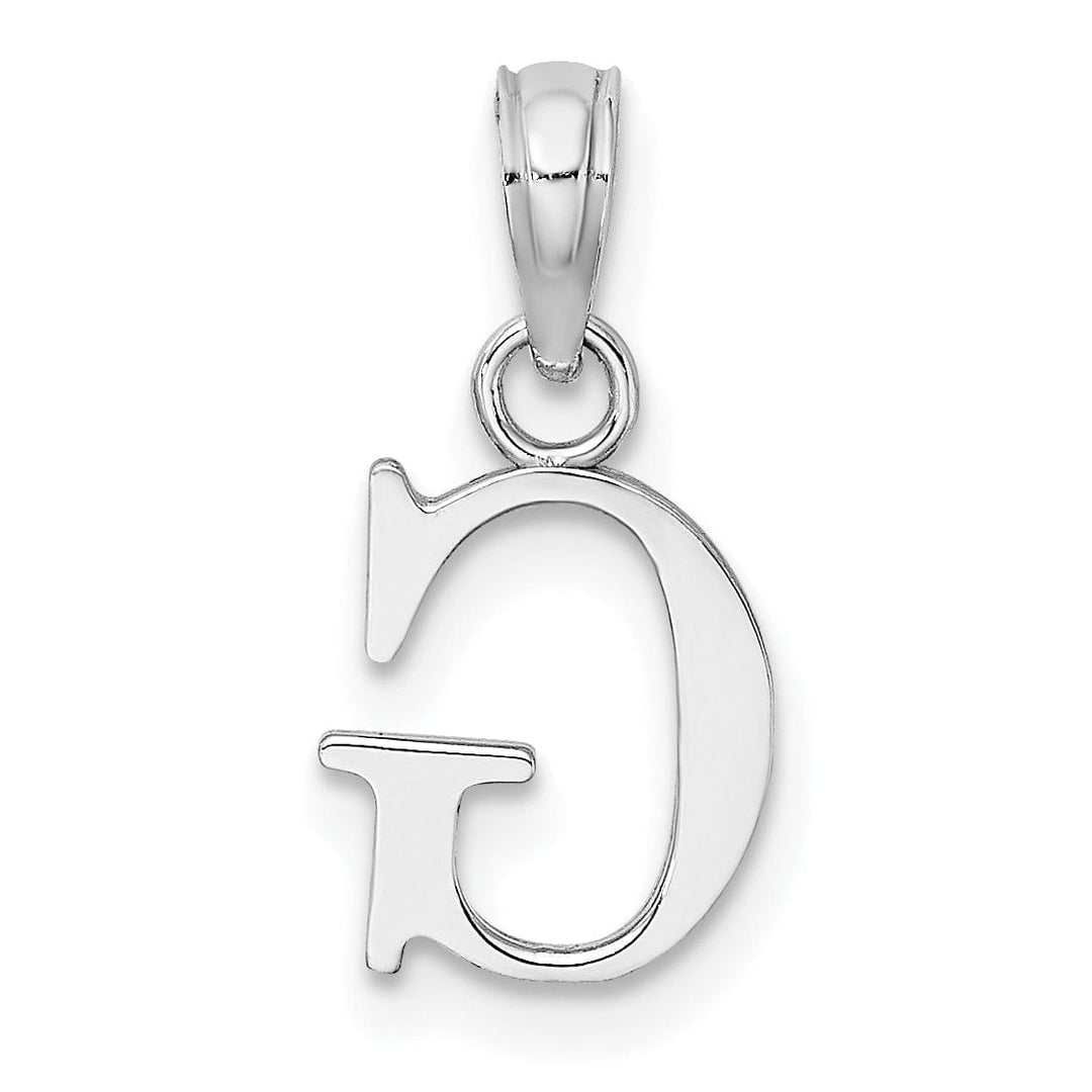 Lovely Rita's Pendants & Charms 14K White Gold Block Design Small Letter G Initial Charm Pendant