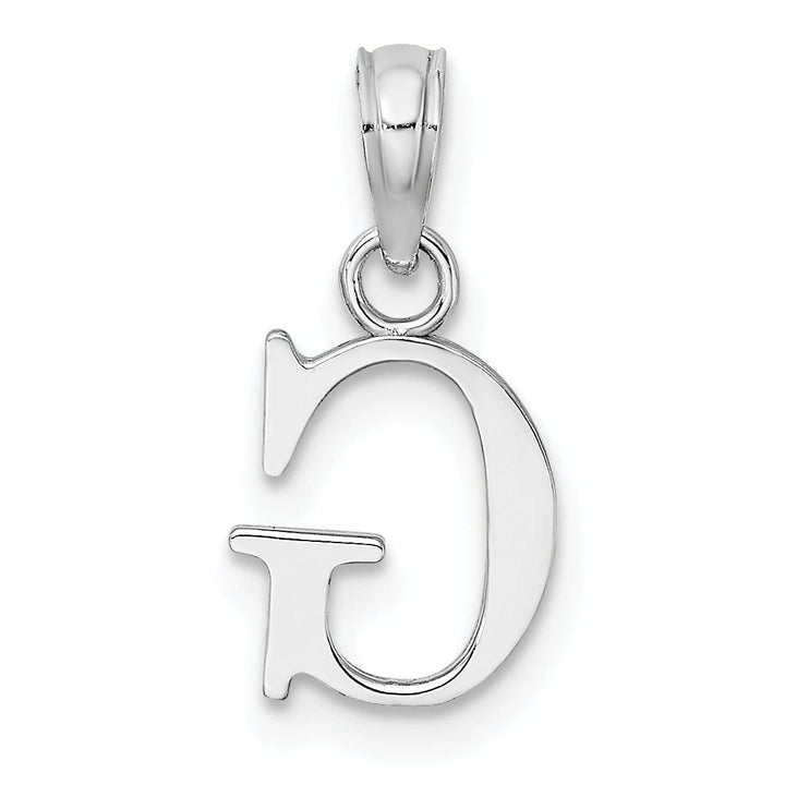 Lovely Rita's Pendants & Charms 14K White Gold Block Design Small Letter G Initial Charm Pendant