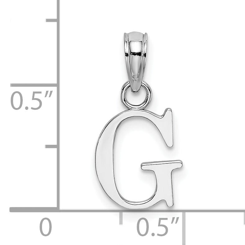 Lovely Rita's Pendants & Charms 14K White Gold Block Design Small Letter G Initial Charm Pendant