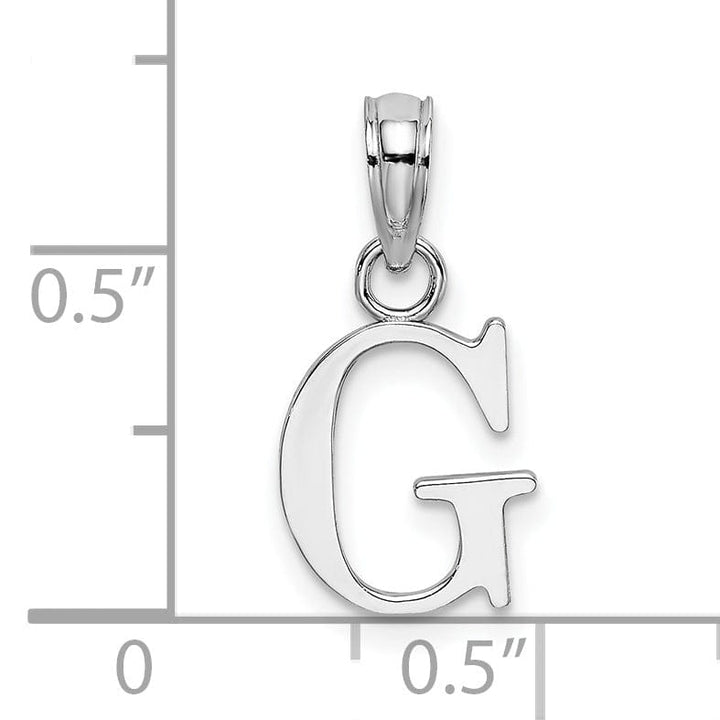 Lovely Rita's Pendants & Charms 14K White Gold Block Design Small Letter G Initial Charm Pendant