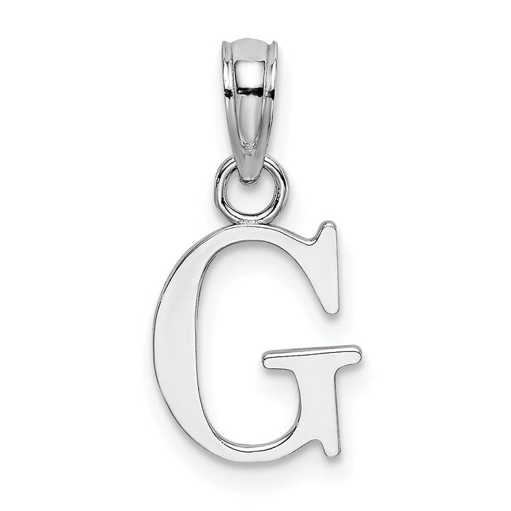 Lovely Rita's Pendants & Charms 14K White Gold Block Design Small Letter G Initial Charm Pendant