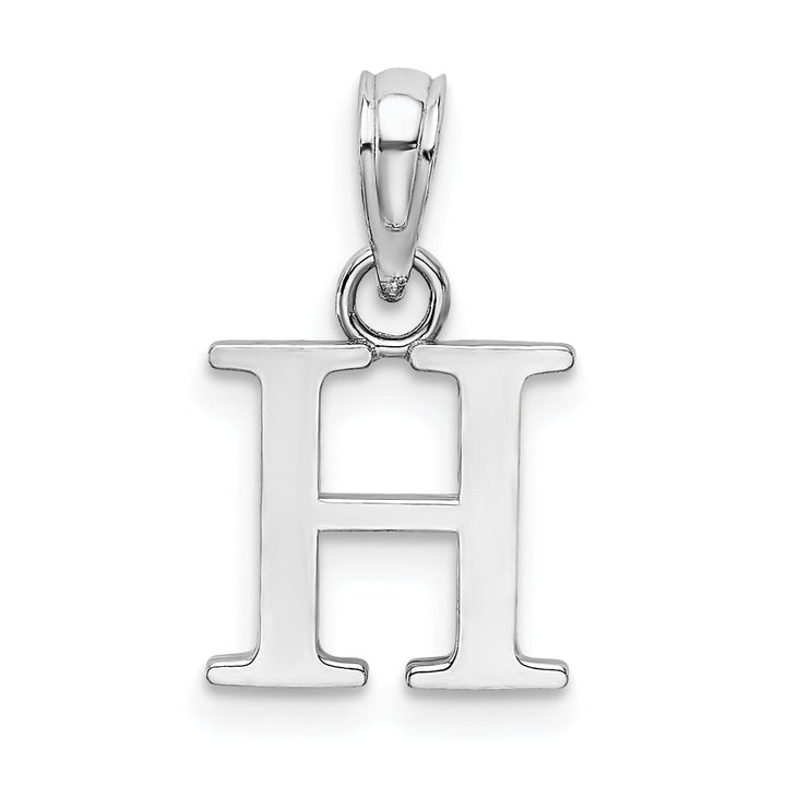 Lovely Rita's Pendants & Charms 14K White Gold Block Design Small Letter H Initial Charm Pendant