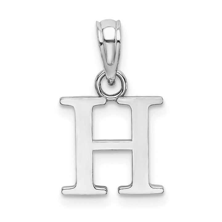 Lovely Rita's Pendants & Charms 14K White Gold Block Design Small Letter H Initial Charm Pendant