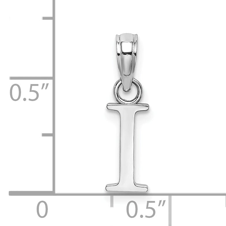 Lovely Rita's Pendants & Charms 14K White Gold Block Design Small Letter I Initial Charm Pendant