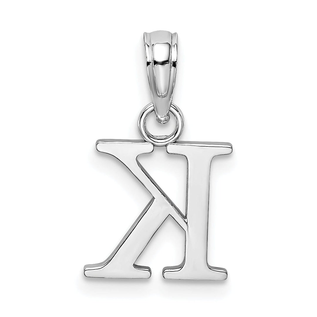 Lovely Rita's Pendants & Charms 14K White Gold Block Design Small Letter K Initial Charm Pendant