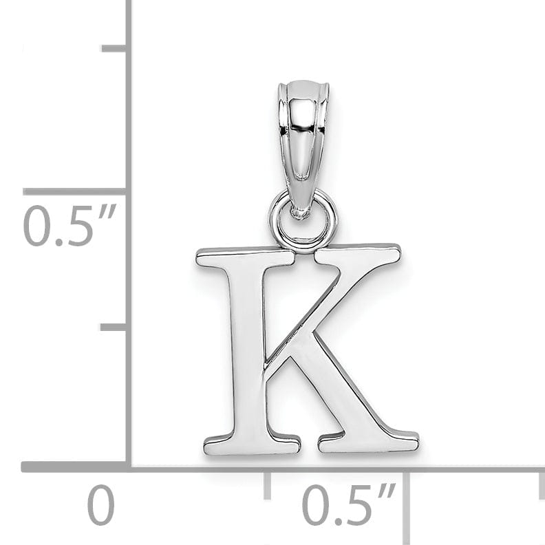 Lovely Rita's Pendants & Charms 14K White Gold Block Design Small Letter K Initial Charm Pendant