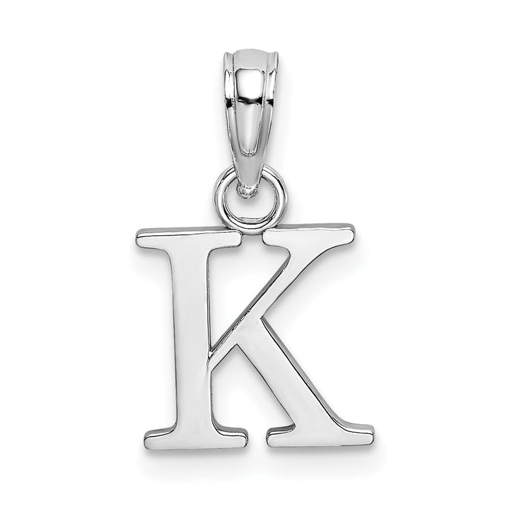 Lovely Rita's Pendants & Charms 14K White Gold Block Design Small Letter K Initial Charm Pendant