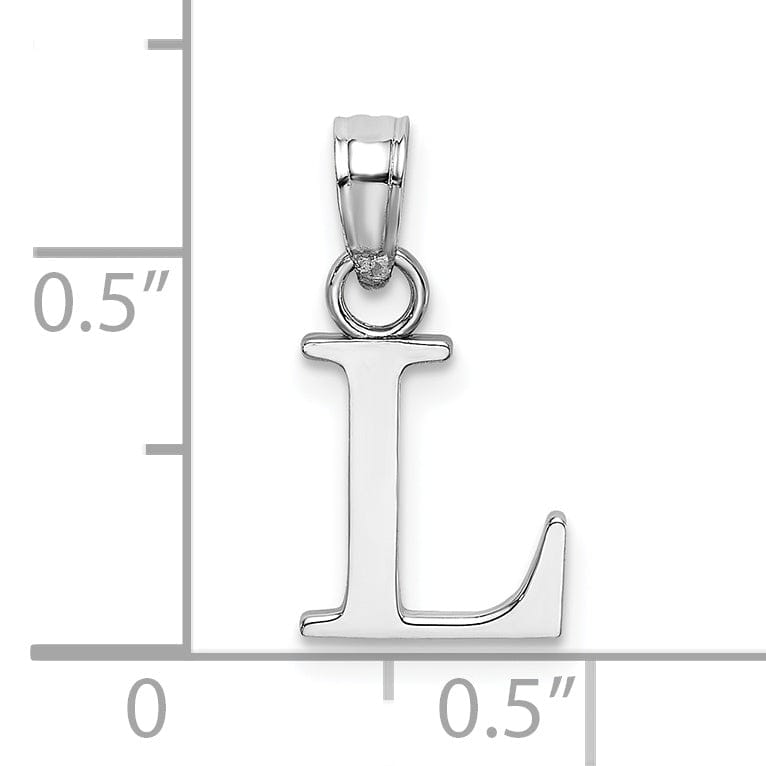 Lovely Rita's Pendants & Charms 14K White Gold Block Design Small Letter L Initial Charm Pendant