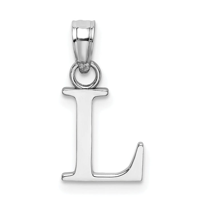 Lovely Rita's Pendants & Charms 14K White Gold Block Design Small Letter L Initial Charm Pendant